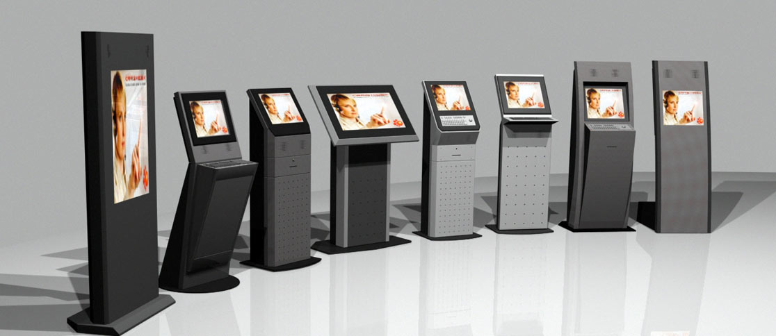 thuê màn hình cảm ứng điện tử và kiosk quảng cáo dạng cột đứng